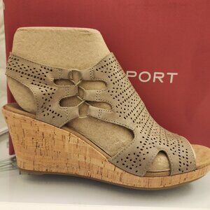 Rockport Leather "Jana" Perforated Wedge sandals. NIB. Size 11